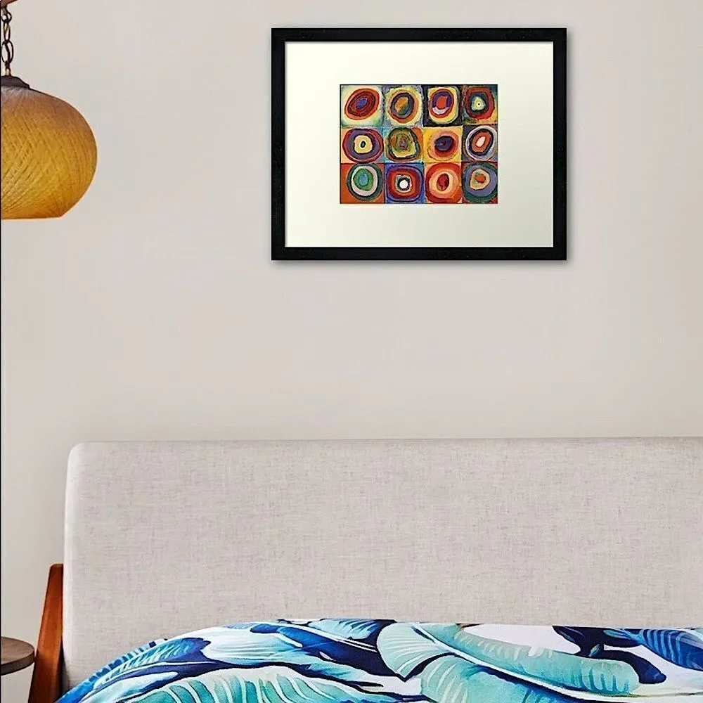 Concentric Circles Color Study Kandinsky Framed Abstract Art Print 12x16”